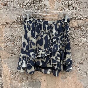 IRO Womens Spring Summer Leopard Print Ruffled Tiered Mini Skirt Size 36 Japin